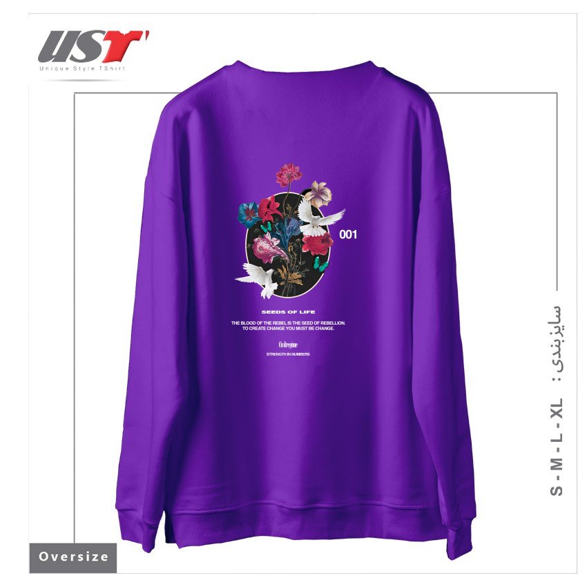 طرح LIFE سوییشرت اورسایزرنگ بنفش