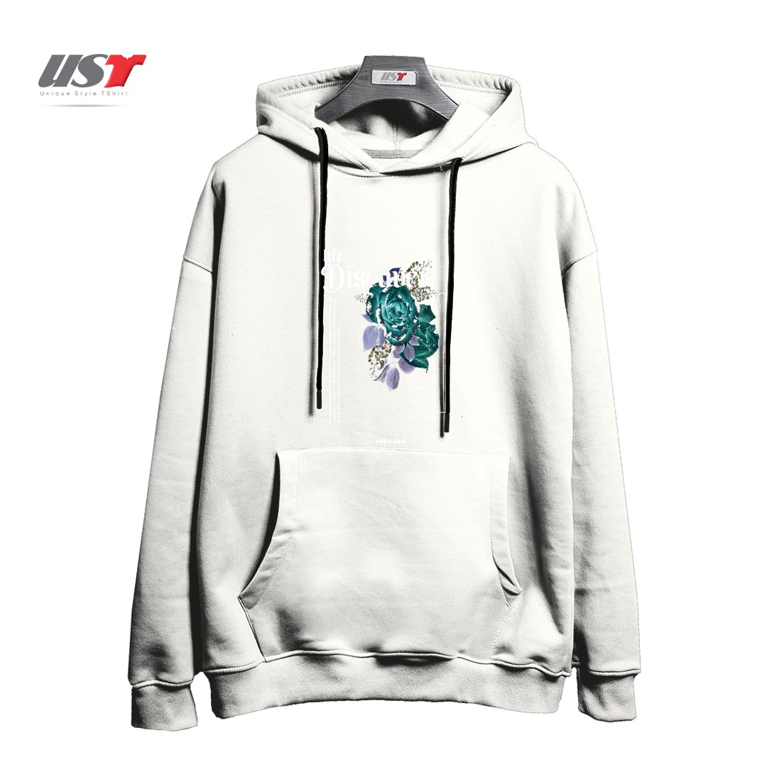 طرح Discover هودی اورسایزرنگ سفید