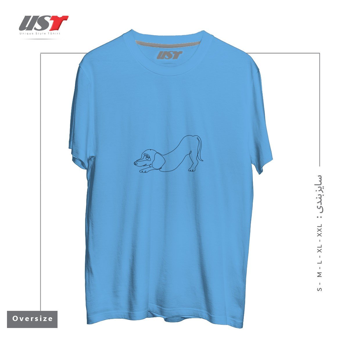 تیشرت اورسایز طرح ONE LINE DACHSHUND DOWNWARD DOG