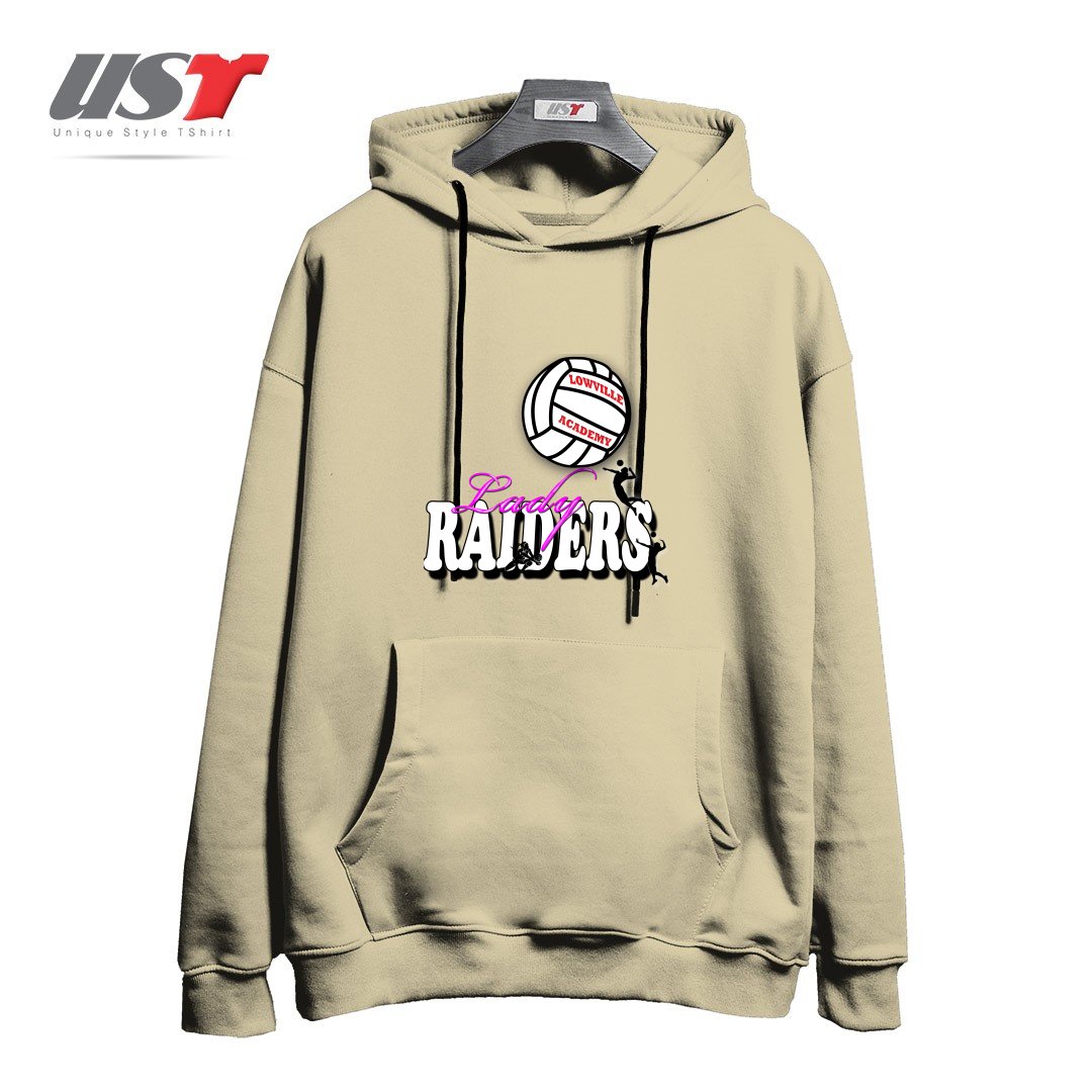 طرح LOWVILLE ACADEMY LADY RAIDERS VOLLEYBALL هودی اورسایزرنگ نخودی