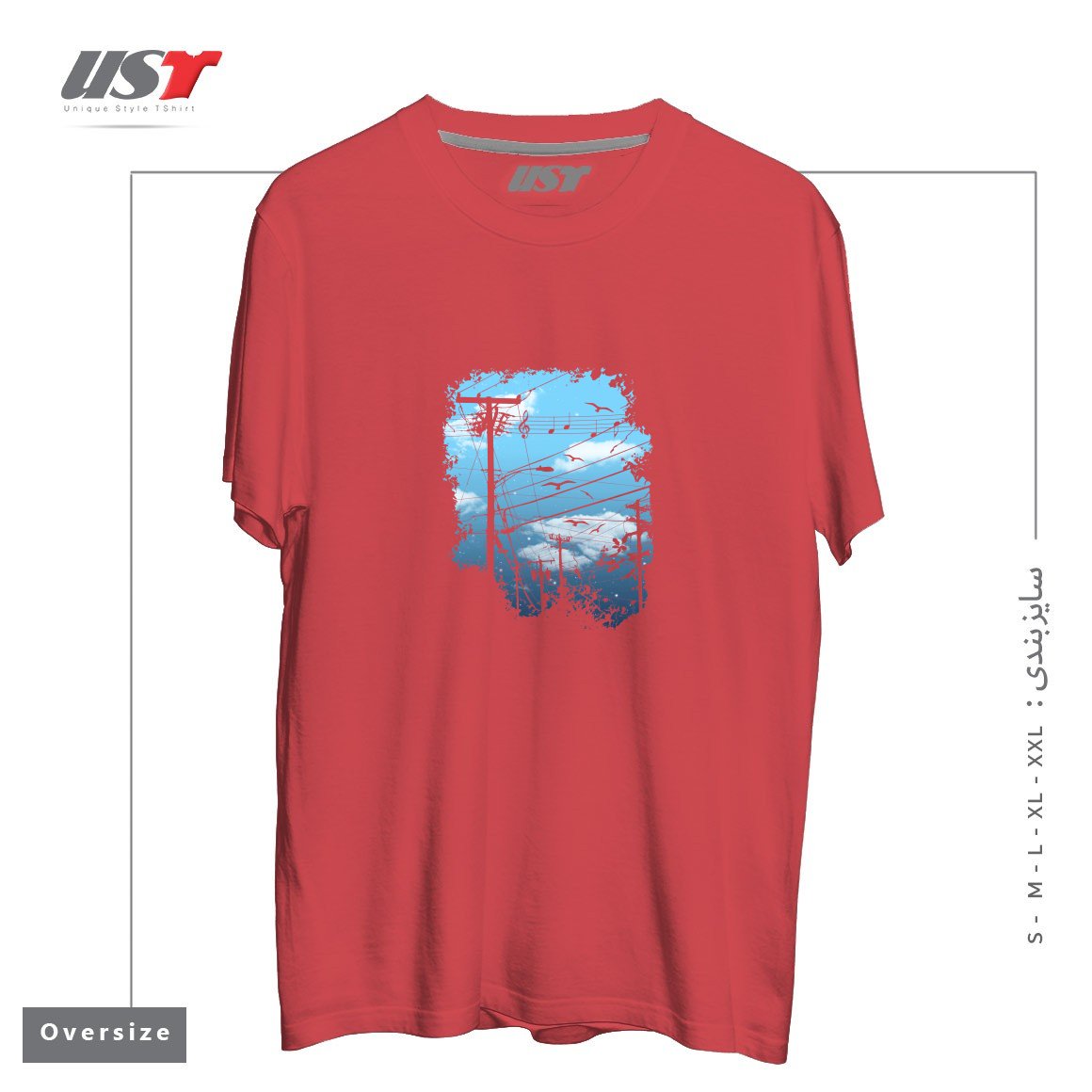 طرح ELECTRIC MUSIC CITY تیشرت اورسایزرنگ ماتیکی