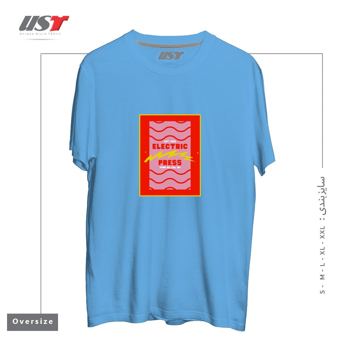 تیشرت اورسایز طرح ELECTRIC PRESS WAVE