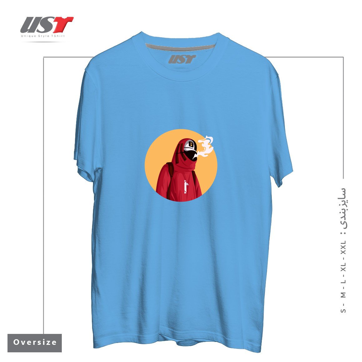 طرح style تیشرت اورسایزرنگ آبی روشن