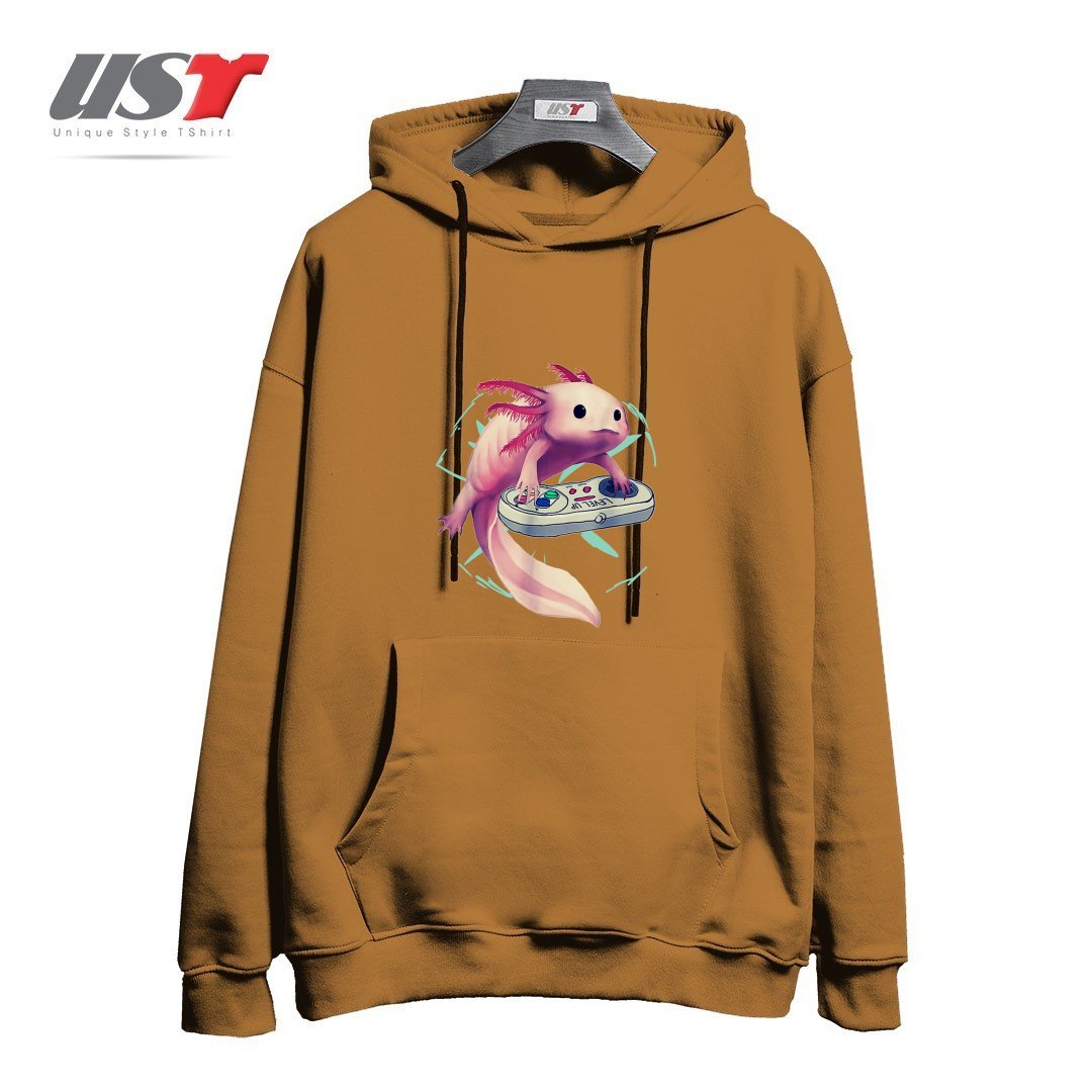 طرح AXOLOTL GAMER هودی اورسایزرنگ نسکافه ای