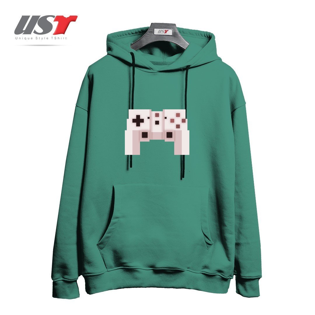 طرح PIXEL ART GAME CONTROLLER هودی اورسایزرنگ سبز سدری