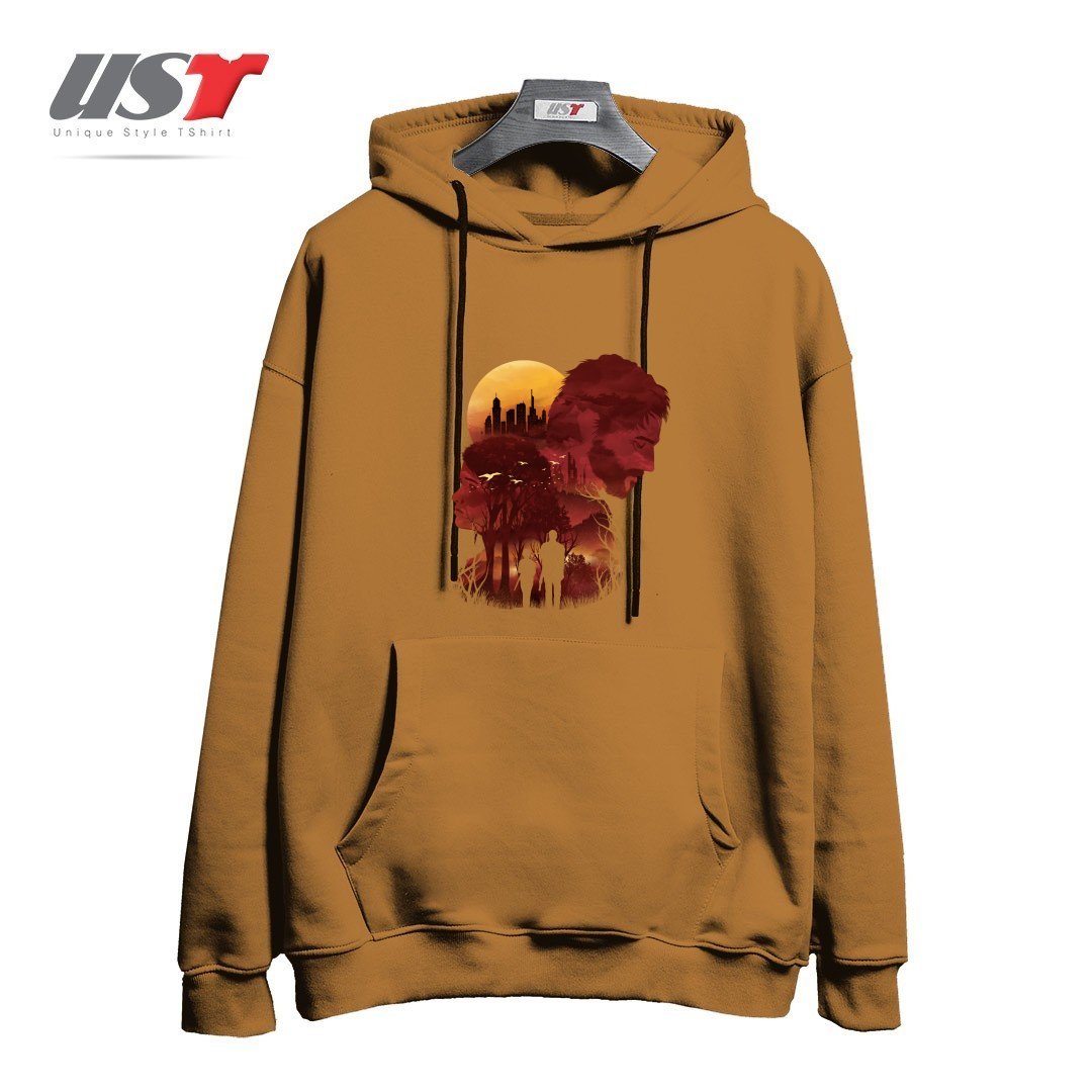 طرح THE LAST SUNSET هودی اورسایزرنگ نسکافه ای