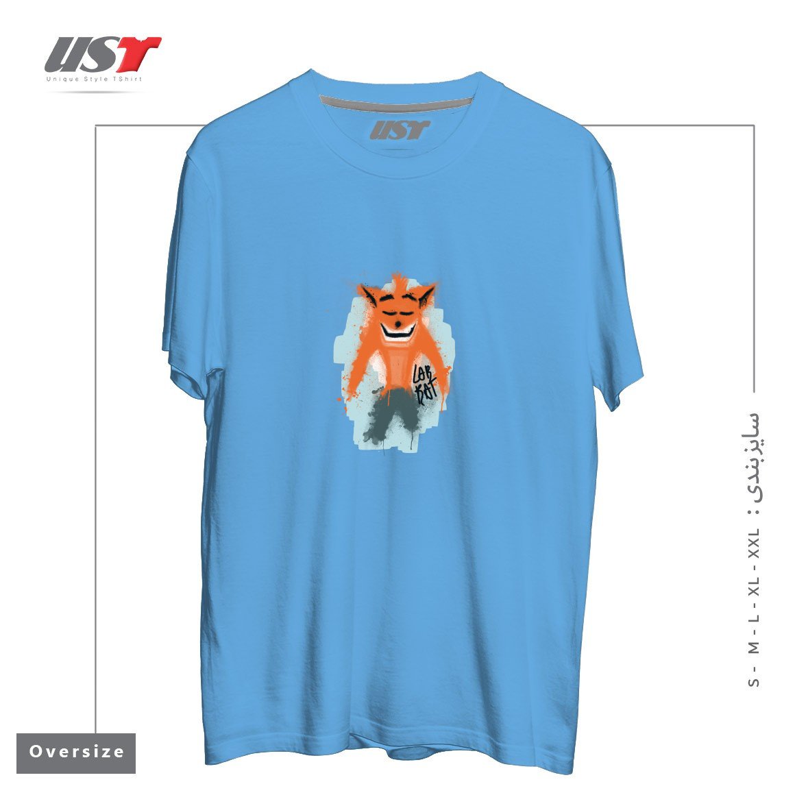 طرح LAB RAT تیشرت اورسایزرنگ آبی روشن