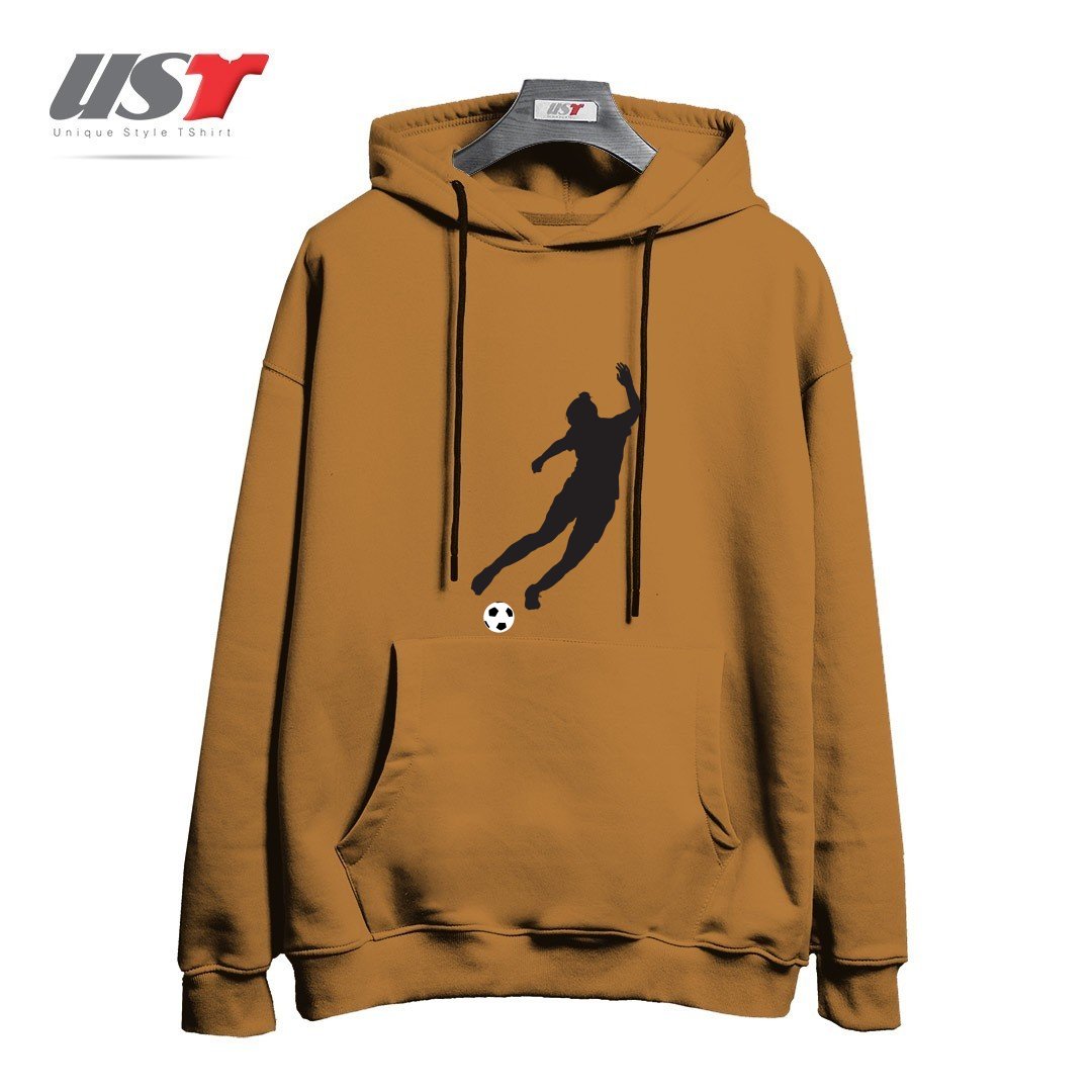 طرح WHAT A KICKER هودی اورسایزرنگ نسکافه ای