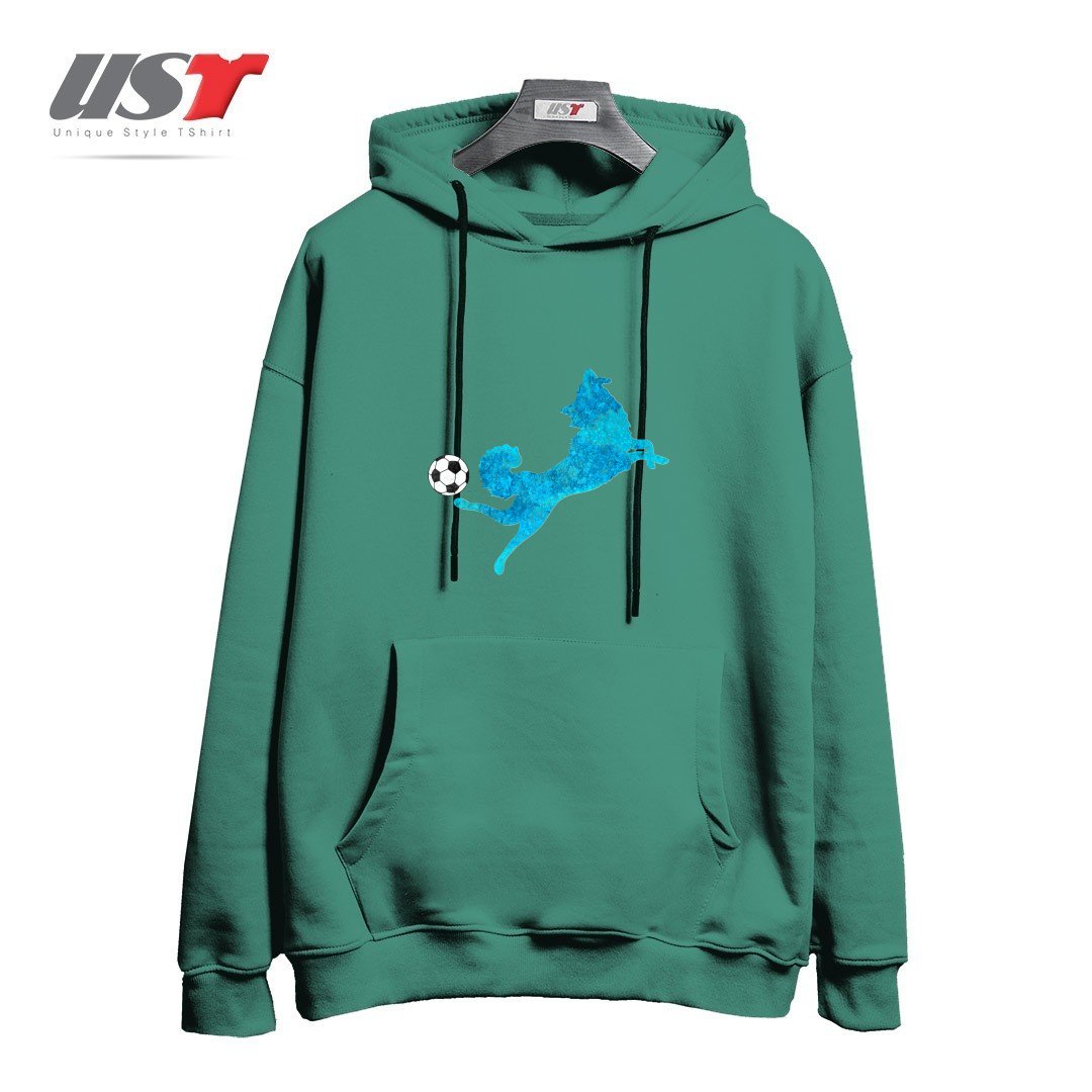 طرح SOCCER DOG2 هودی اورسایزرنگ سبز سدری