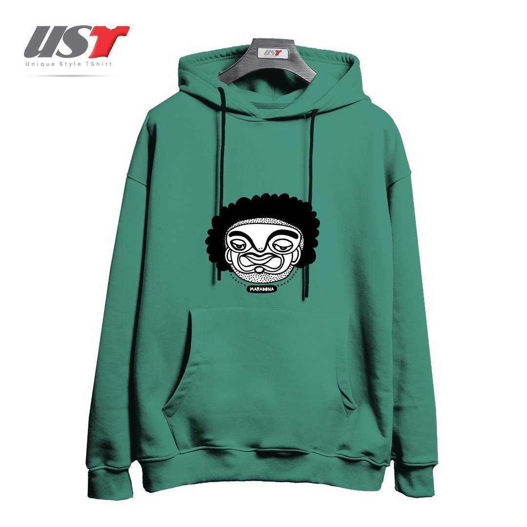 طرح MARADONA هودی اورسایزرنگ سبز سدری