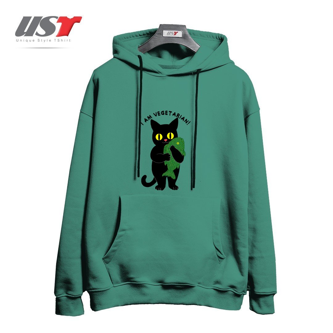 طرح VEGETARIAN هودی اورسایزرنگ سبز سدری