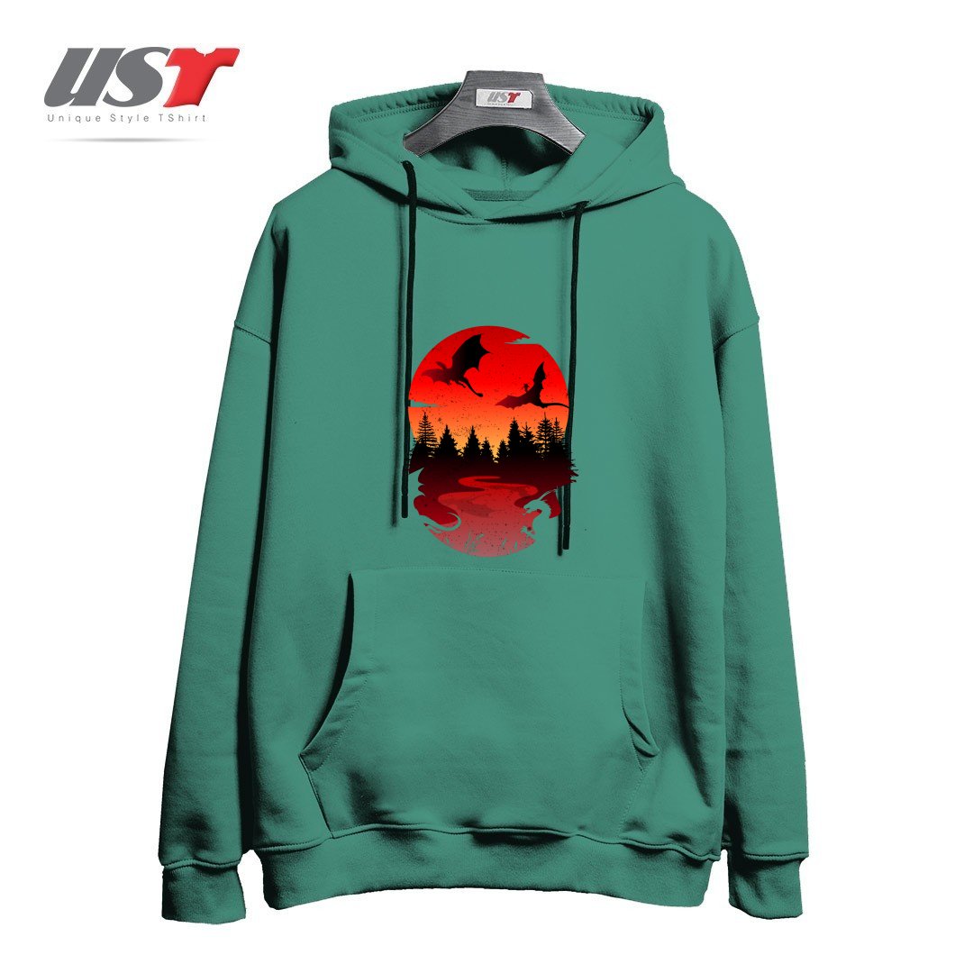 طرح BETWEEN NIGHT AND DAY هودی اورسایزرنگ سبز سدری