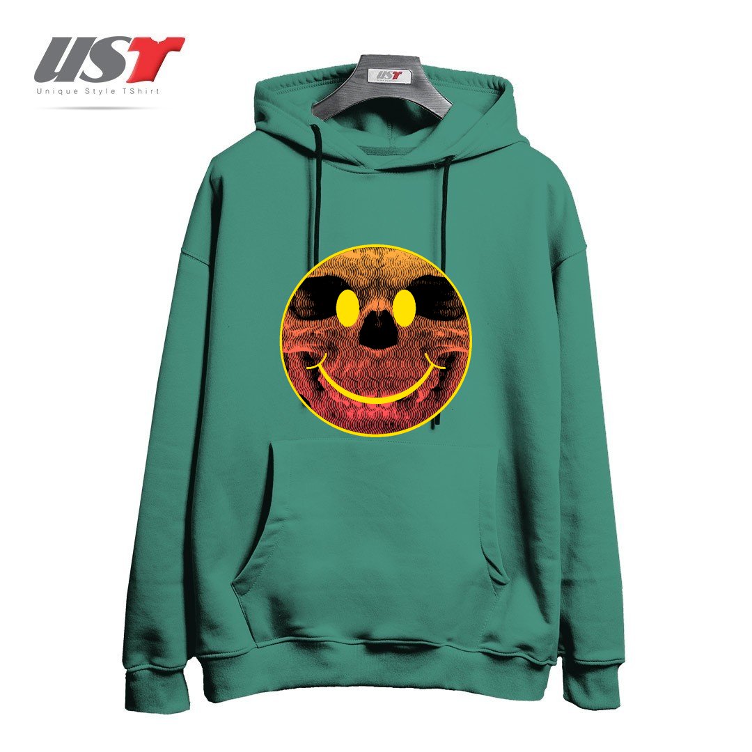 طرح BIG SMILE FOR YOU هودی اورسایزرنگ سبز سدری