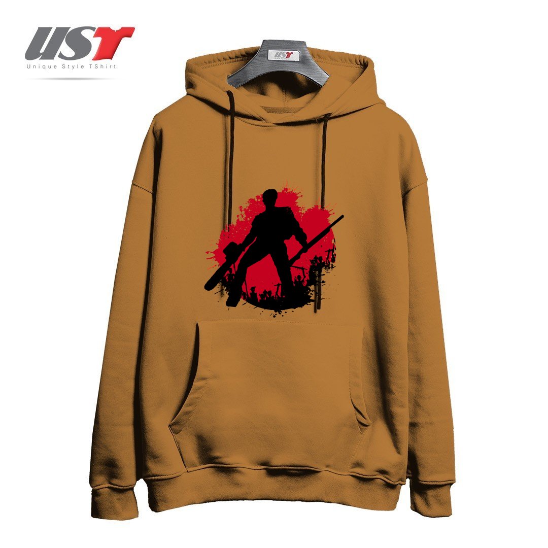 طرح DARK ARMY هودی اورسایزرنگ نسکافه ای