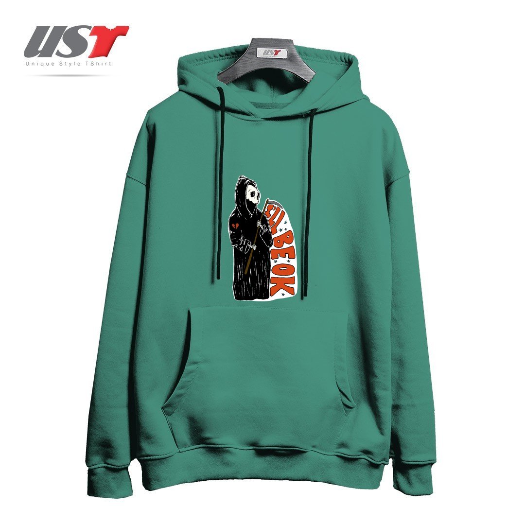 طرح GRIM REAPER HEARTBREAK هودی اورسایزرنگ سبز سدری