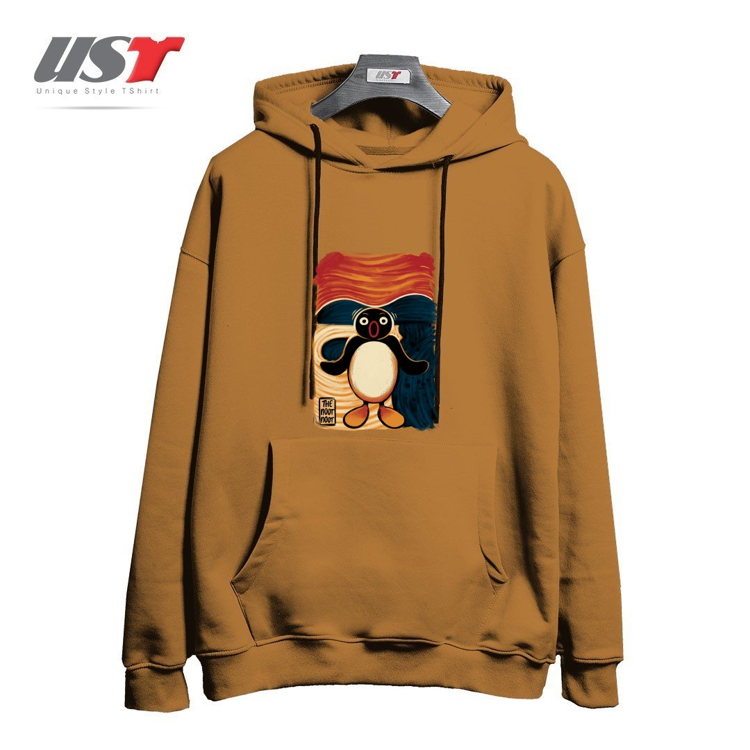 طرح NOOT NOOT SCREAM هودی اورسایزرنگ نسکافه ای