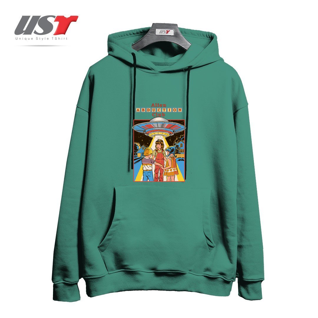 طرح ALIEN ABDUCTION CLUB (BLACK VARIANT) هودی اورسایزرنگ سبز سدری