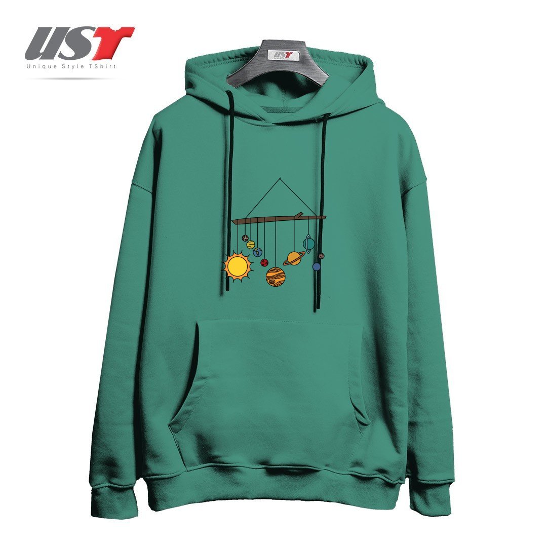 طرح CIRCA '90S SOLAR SYSTEM هودی اورسایزرنگ سبز سدری