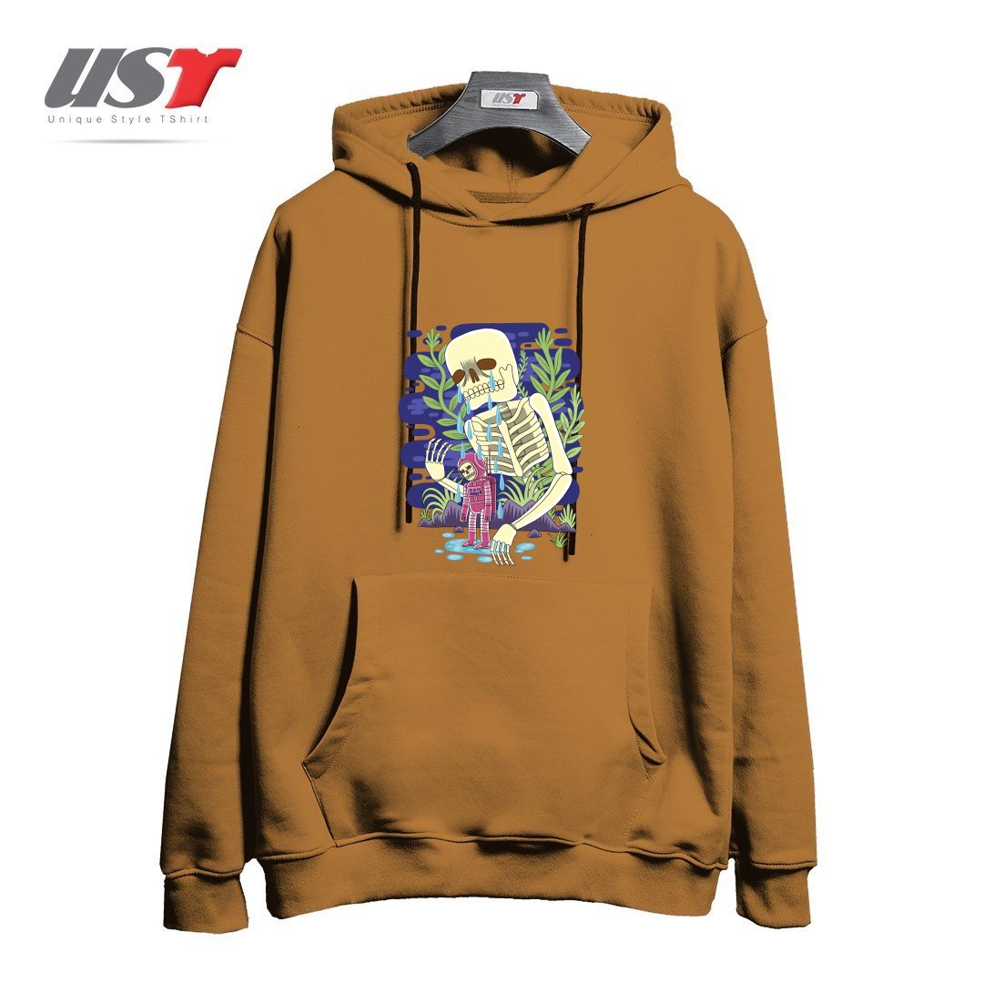 طرح HAUNTED هودی اورسایزرنگ نسکافه ای