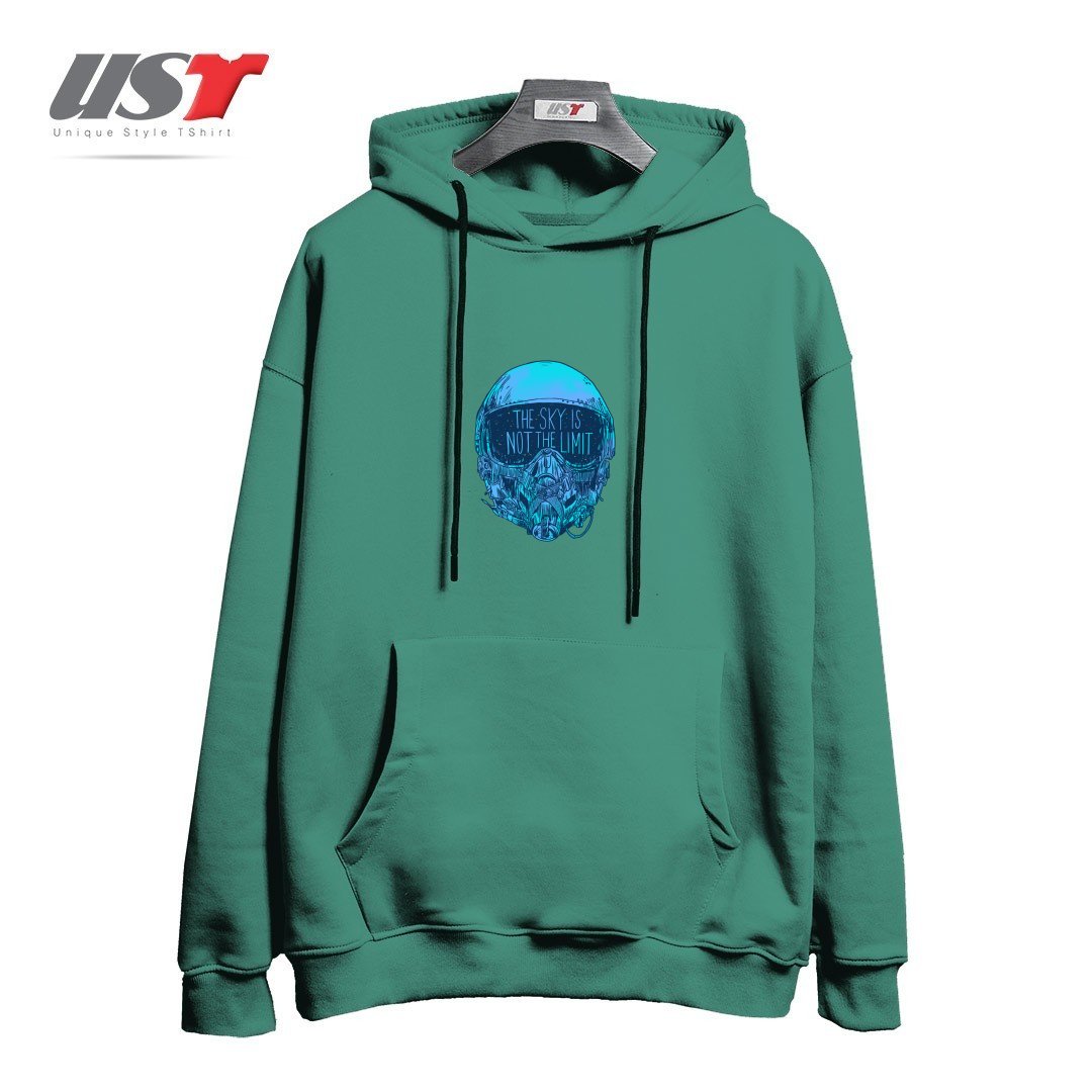 طرح THE SKY ABOVE هودی اورسایزرنگ سبز سدری