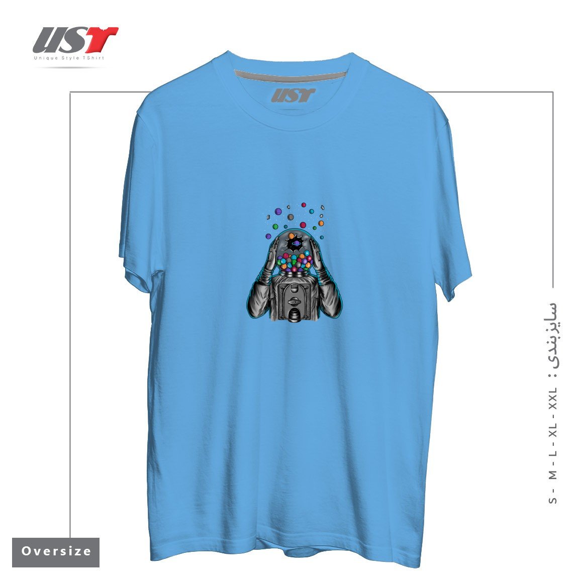 طرح SPACE1 تیشرت اورسایزرنگ آبی روشن