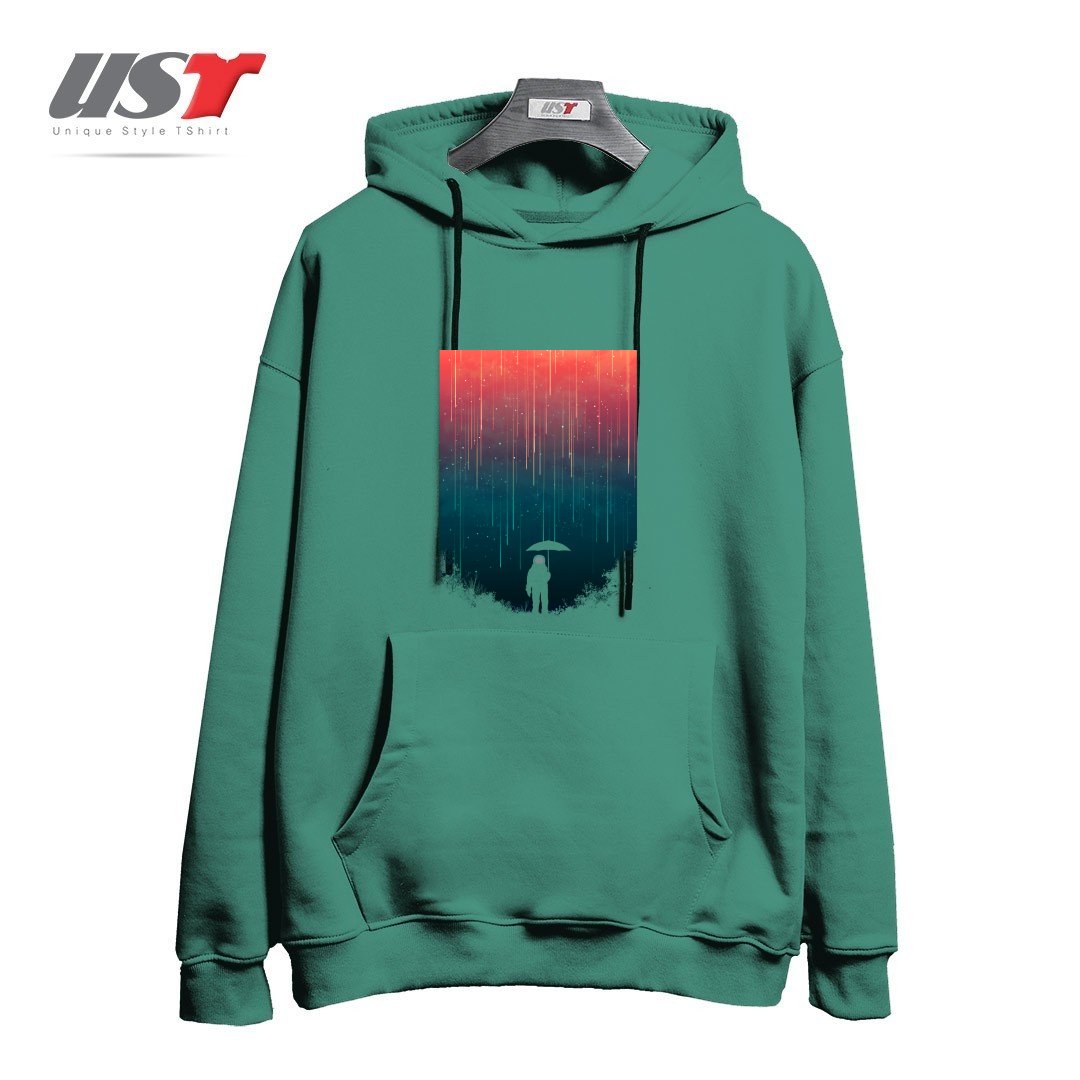 طرح METEOR SHOWER1 هودی اورسایزرنگ سبز سدری