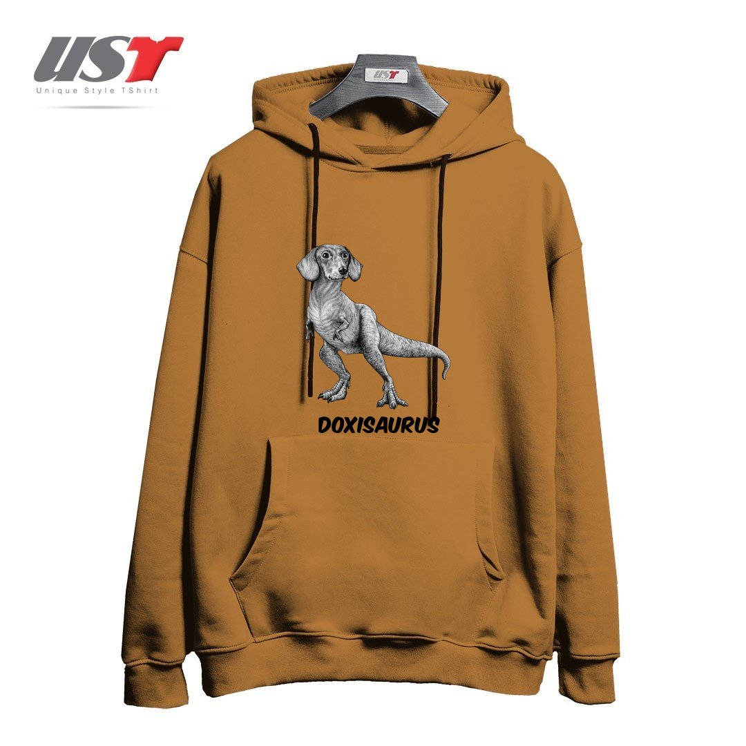 طرح DOXISAURUS  DACHSHUNDTYRANNOSAURUS REX HYBRID ANIMAL هودی اورسایزرنگ نسکافه ای