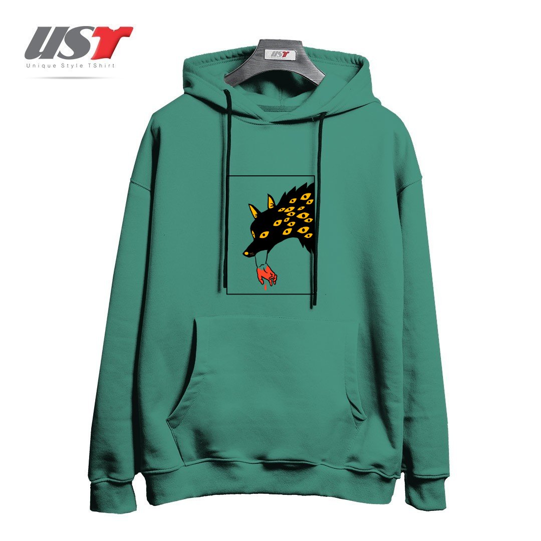 طرح EAT THE RICH24154 هودی اورسایزرنگ سبز سدری