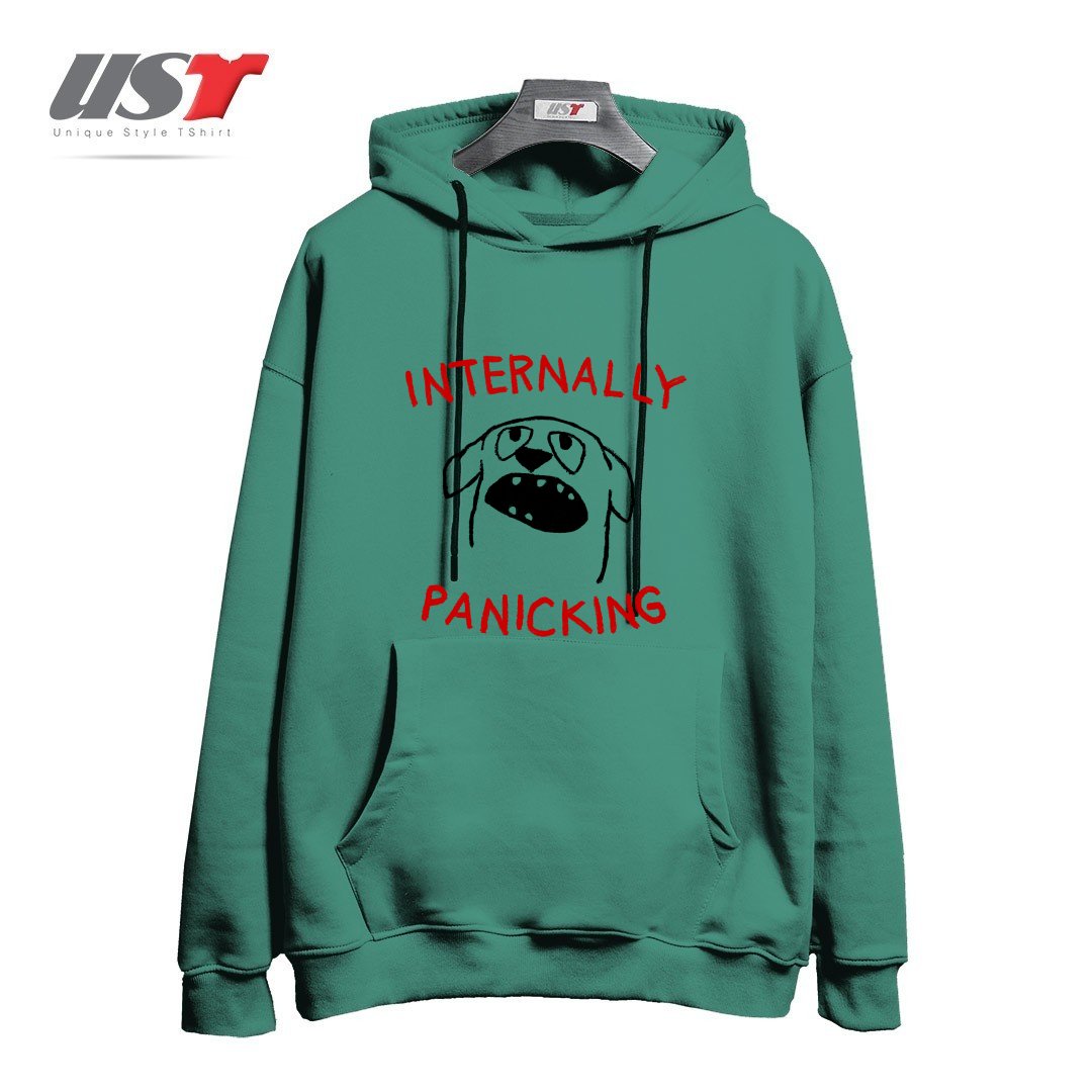 طرح PROJECTING CALM هودی اورسایزرنگ سبز سدری