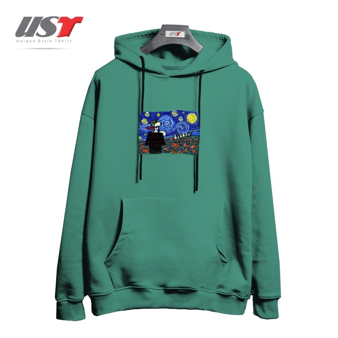 طرح STARRY GREAT PUMPKIN NIGHT هودی اورسایزرنگ سبز سدری