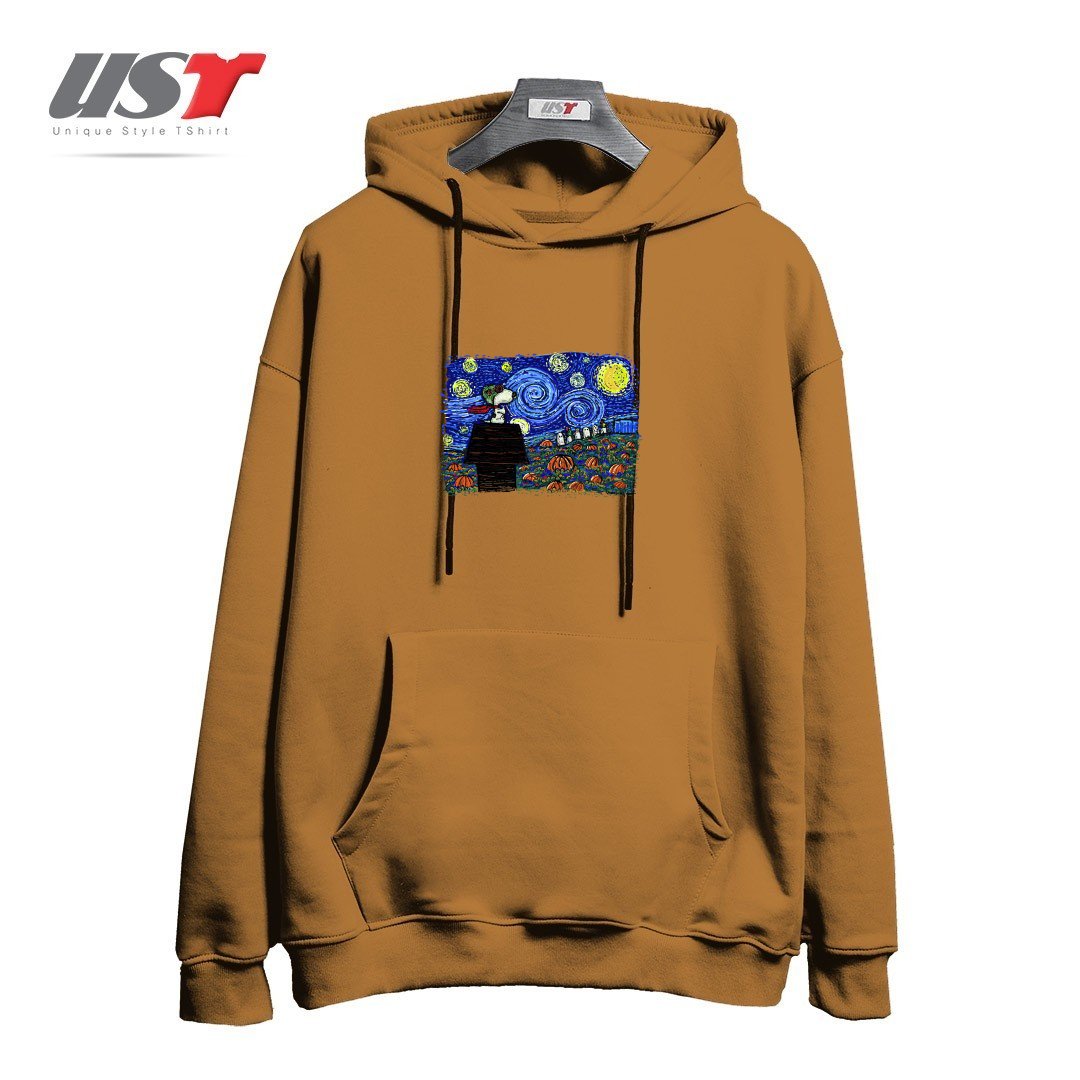 طرح STARRY GREAT PUMPKIN NIGHT هودی اورسایزرنگ نسکافه ای