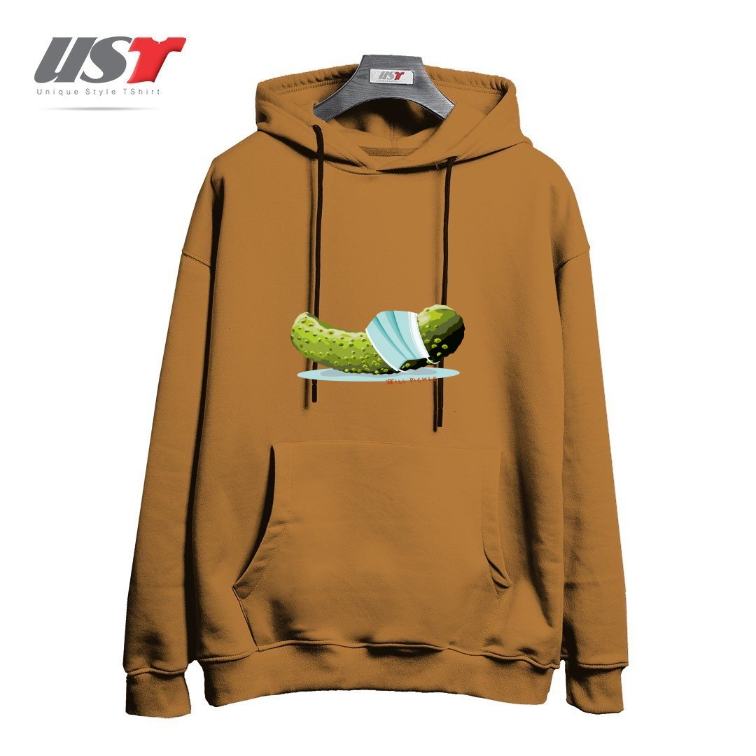 طرح ILL PICKLE هودی اورسایزرنگ نسکافه ای