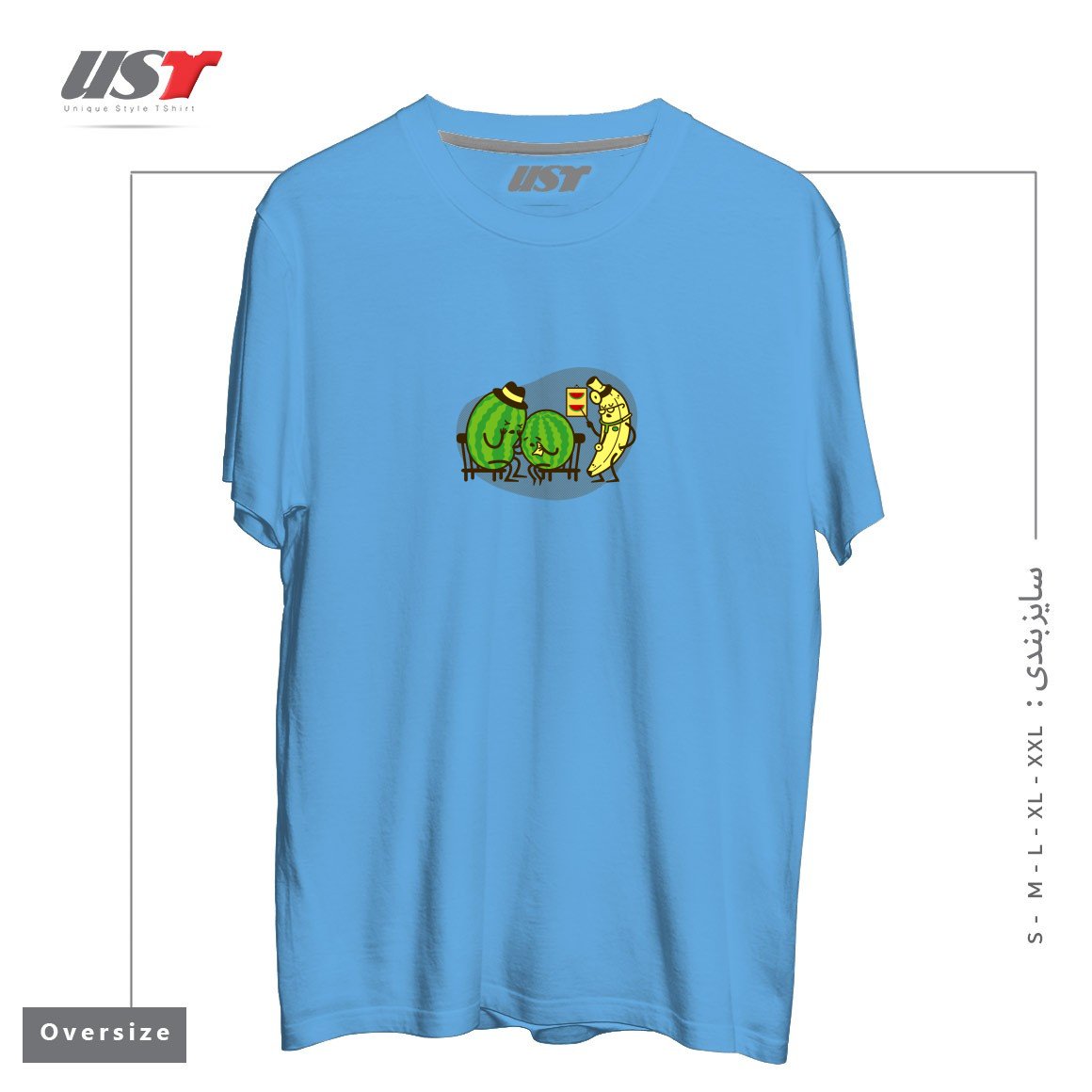 طرح THE DOWNSIDE OF GENETIC ENGINEERING تیشرت اورسایزرنگ آبی روشن