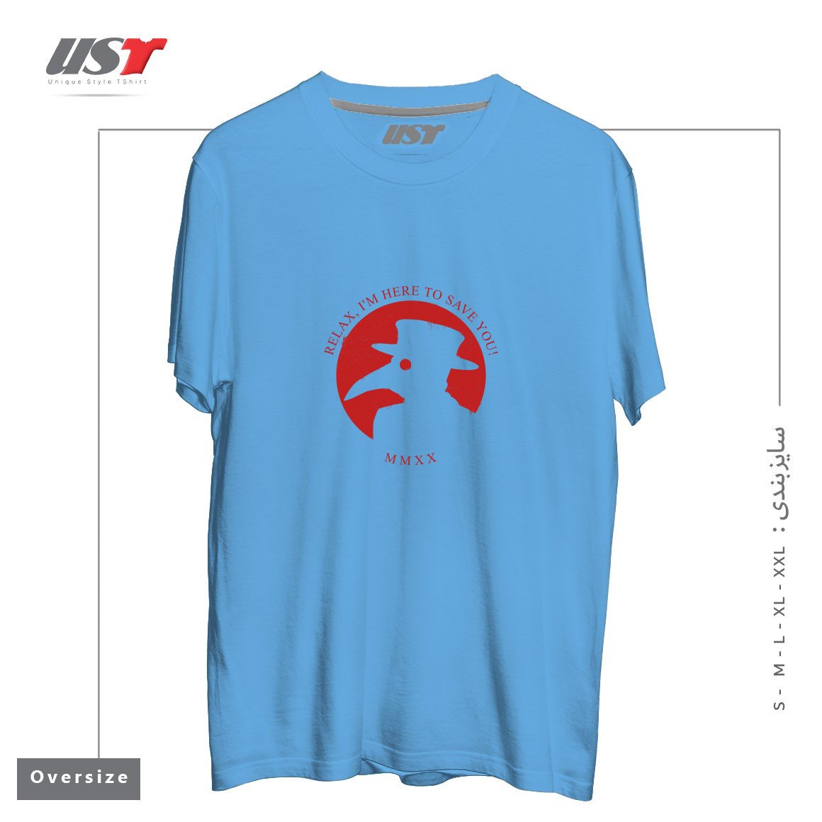 طرح THE PLAGUE DOCTOR -  CORONAVIRUS EDITION تیشرت اورسایزرنگ آبی روشن