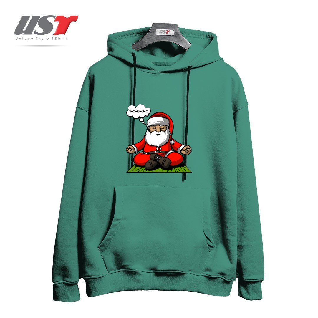 طرح SANTA MEDITATION هودی اورسایزرنگ سبز سدری