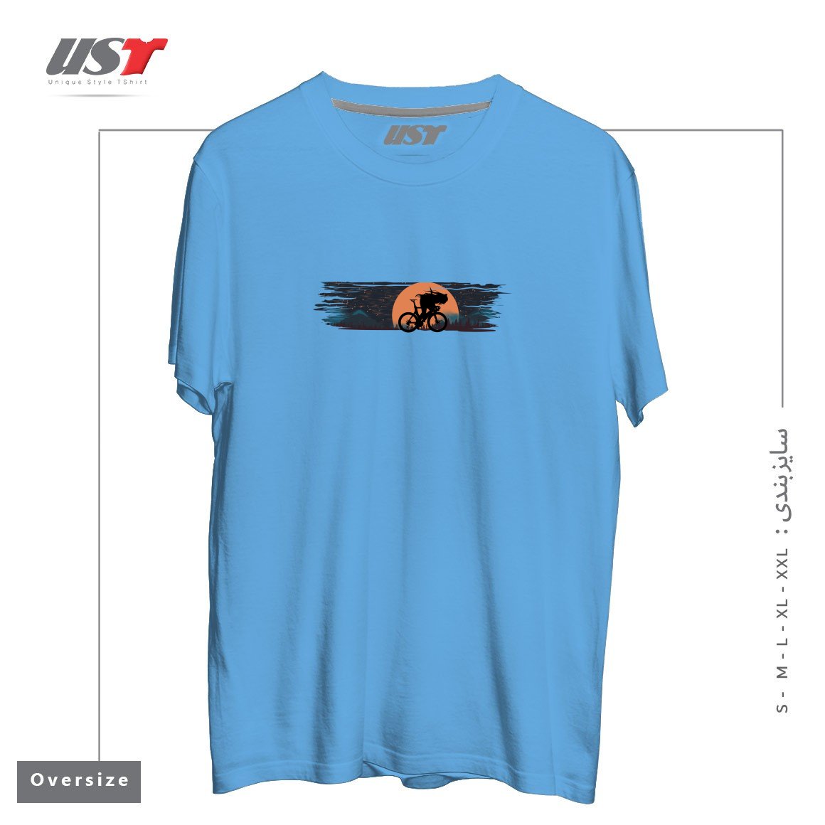 طرح ANIME BIKE PUNK GIRLS تیشرت اورسایزرنگ آبی روشن