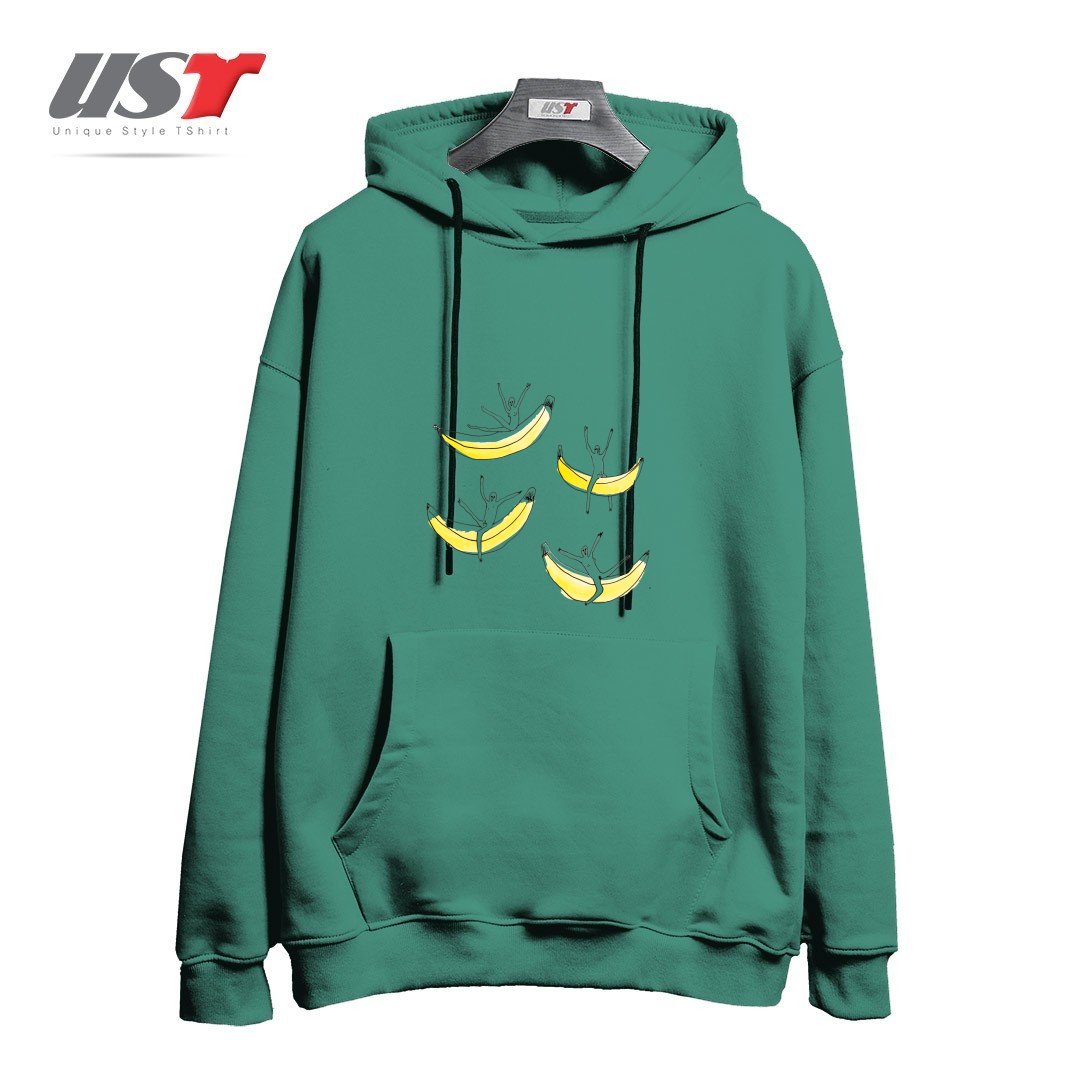 طرح FRIENDS RIDING BANANAS هودی اورسایزرنگ سبز سدری