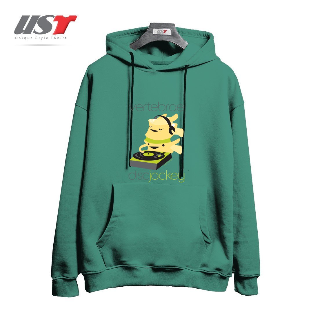 طرح VERTEBRAE - DISC JOCKEY هودی اورسایزرنگ سبز سدری