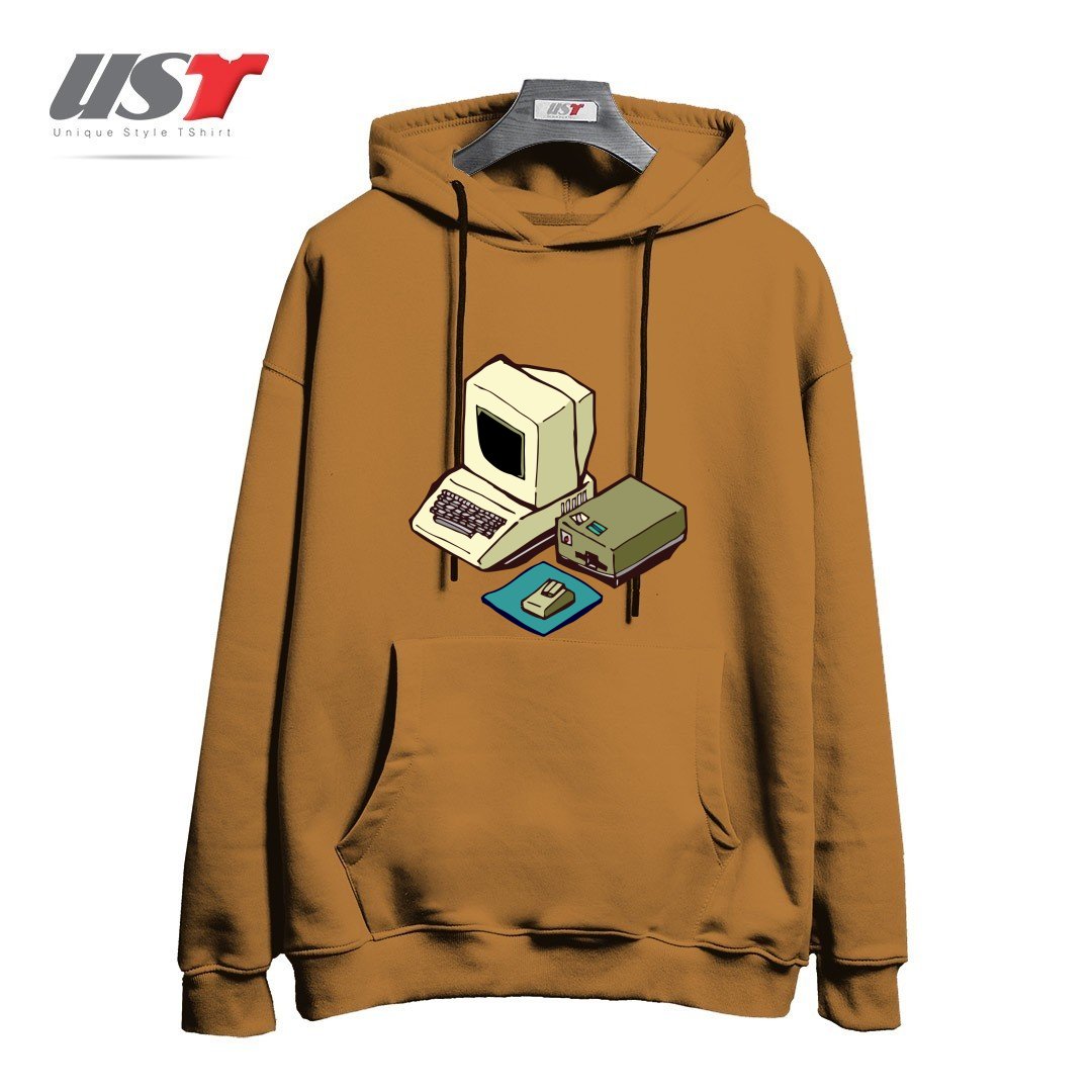 هودی اورسایز طرح 1980'S COMPUTER
