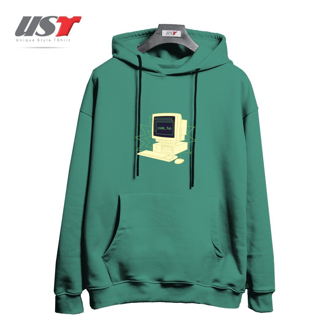 طرح COMPUTER CODING241415 هودی اورسایزرنگ سبز سدری