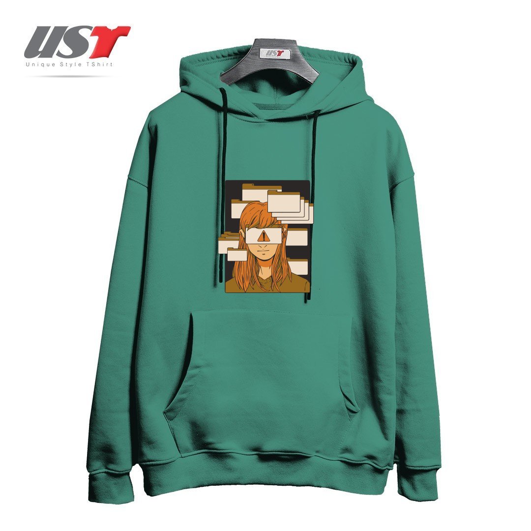 هودی اورسایز طرح WOMAN WITH COMPUTER TABS  ADHD