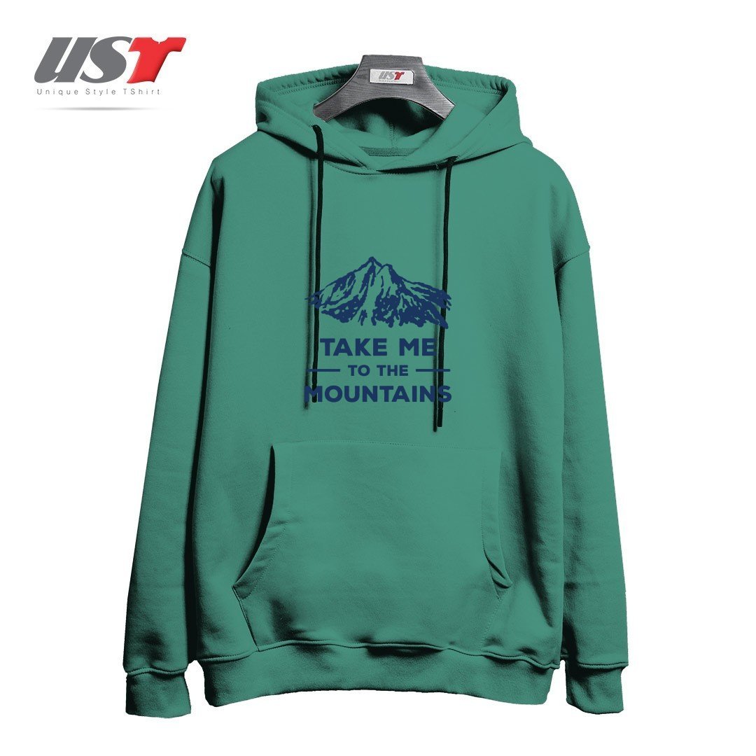 طرح TAKE ME TO THE MOUNTAINS T-SHIRT هودی اورسایزرنگ سبز سدری