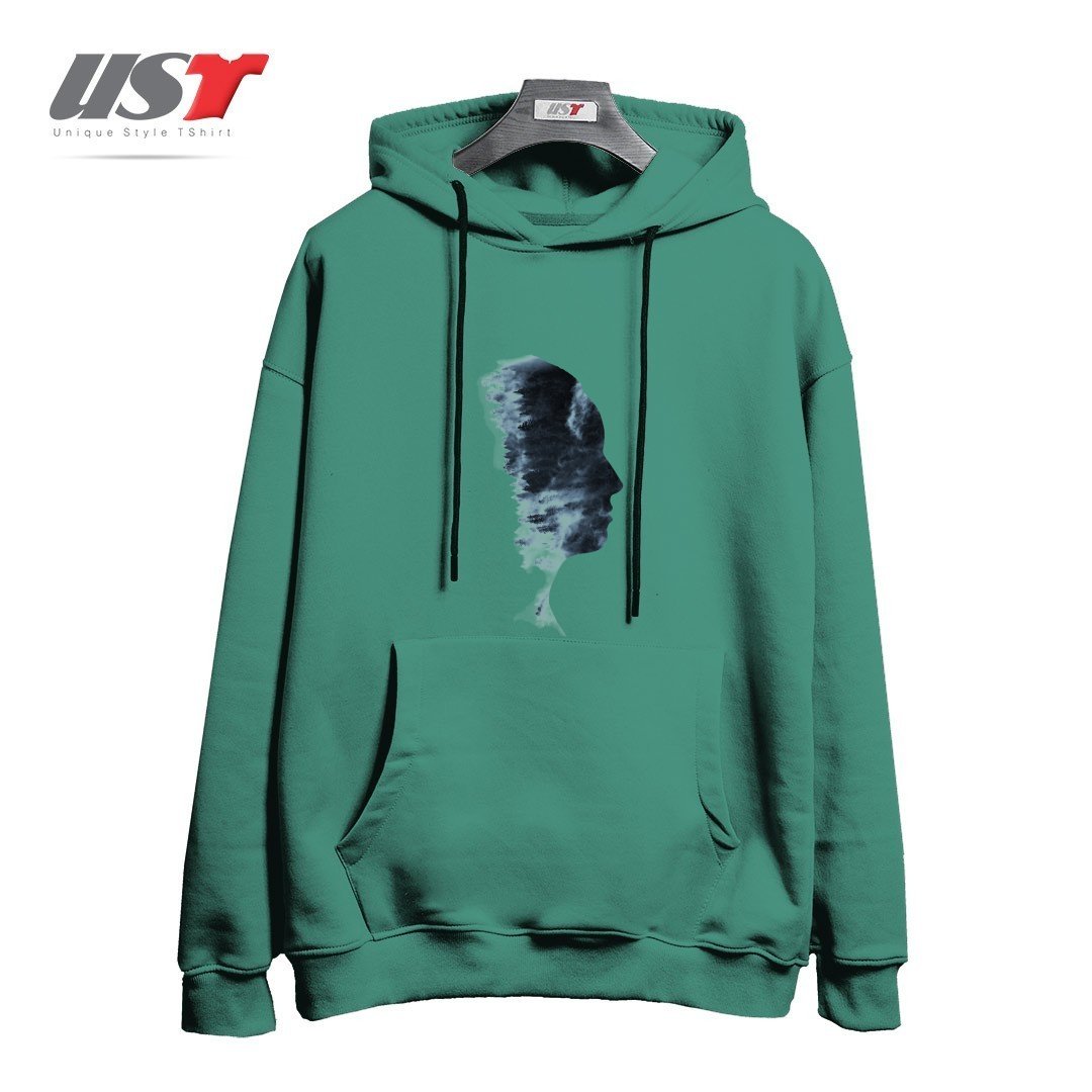 طرح OUTDOOR PROFILE هودی اورسایزرنگ سبز سدری