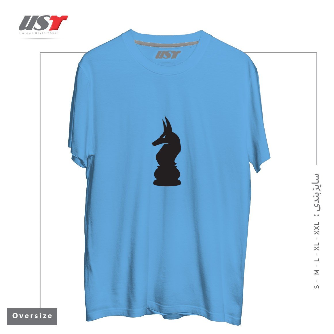 طرح ANUBIS KNIGHT تیشرت اورسایزرنگ آبی روشن