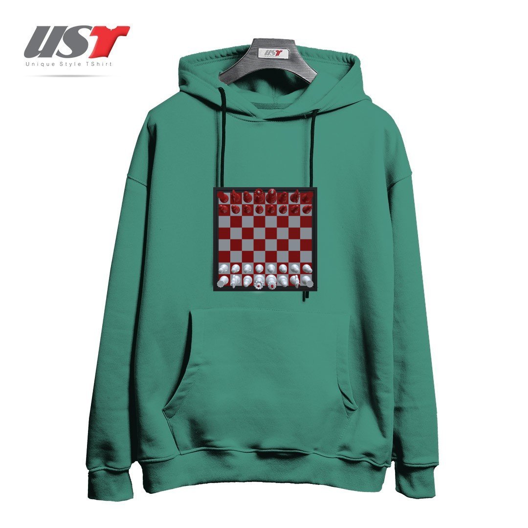 طرح CHESS #1 هودی اورسایزرنگ سبز سدری