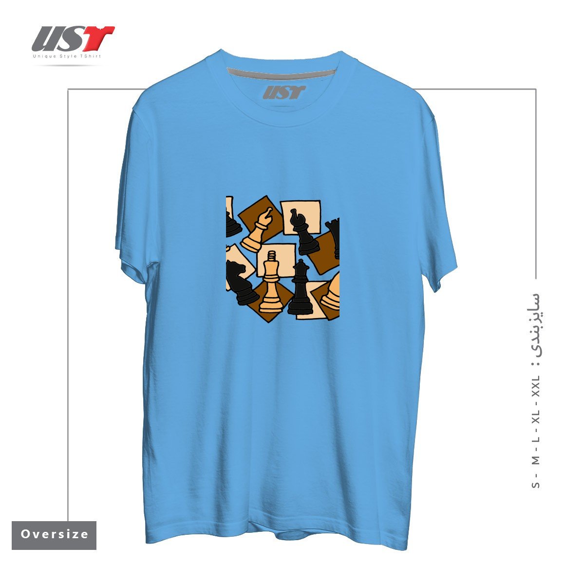 تیشرت اورسایز طرح COOL CHESS PIECES CHESS GAME ABSTRACT ART
