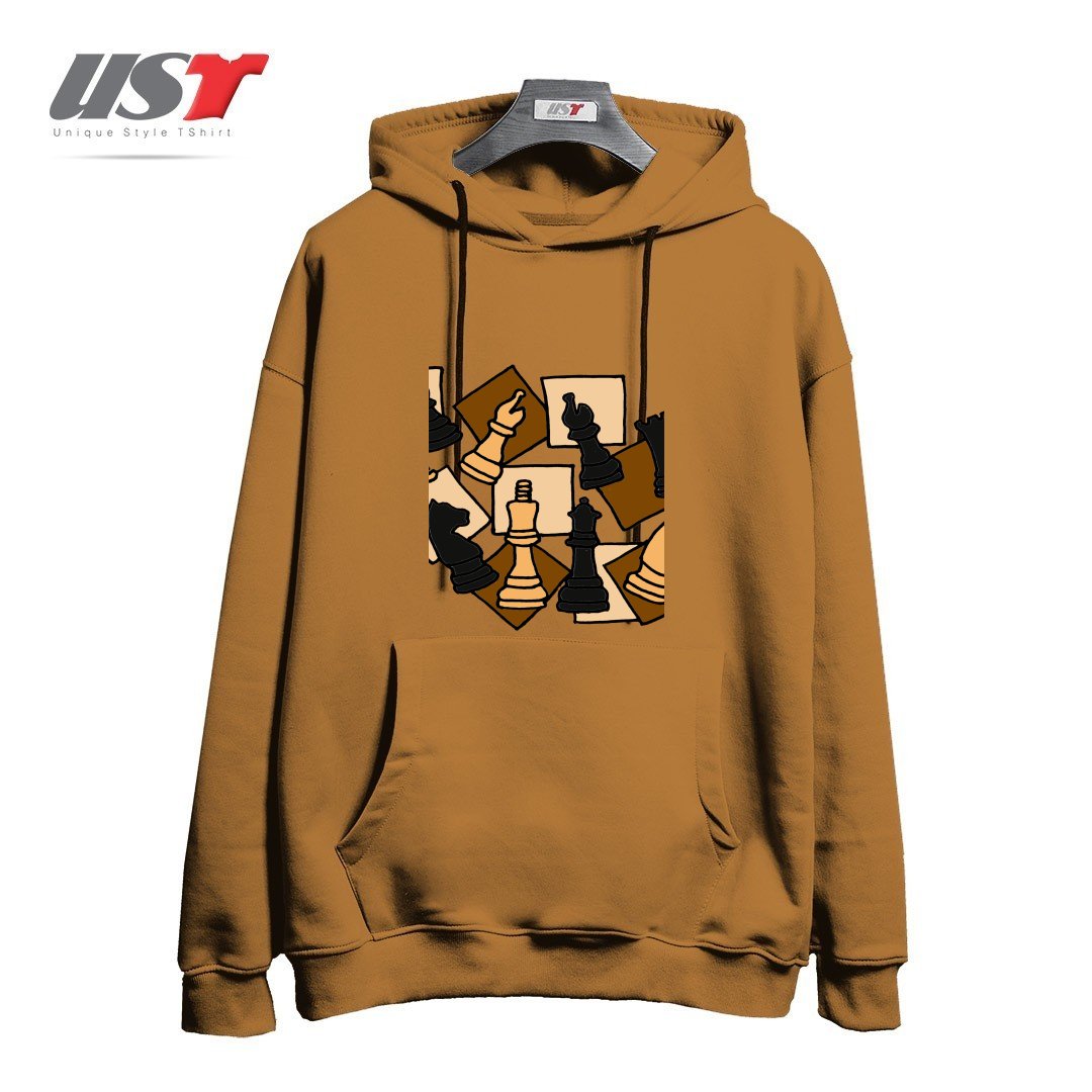 هودی اورسایز طرح COOL CHESS PIECES CHESS GAME ABSTRACT ART