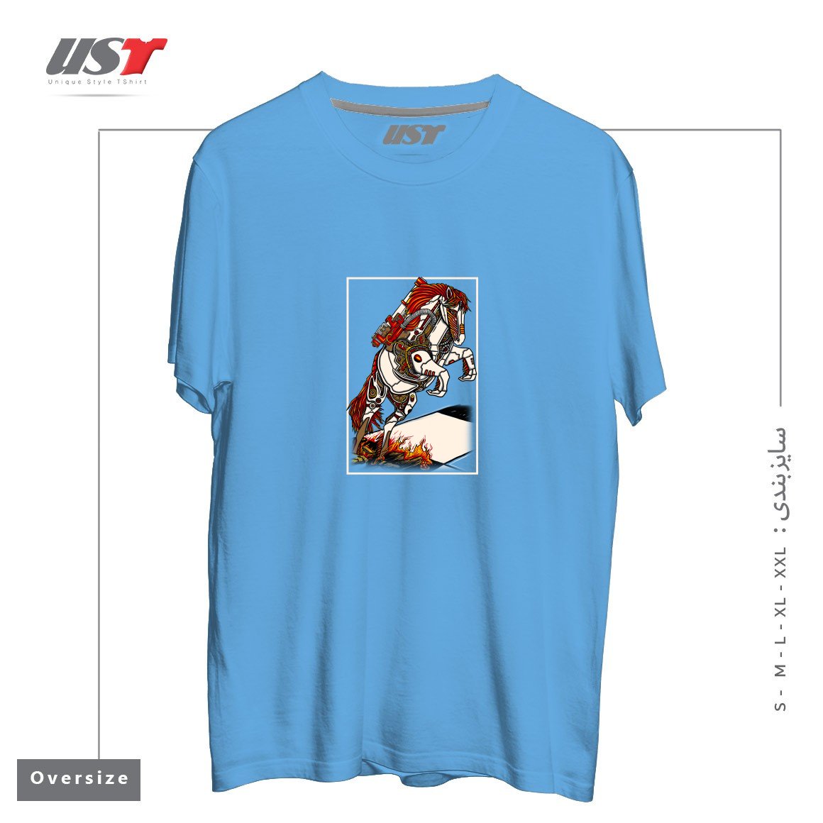 طرح THE DARKNESS KNIGHT تیشرت اورسایزرنگ آبی روشن