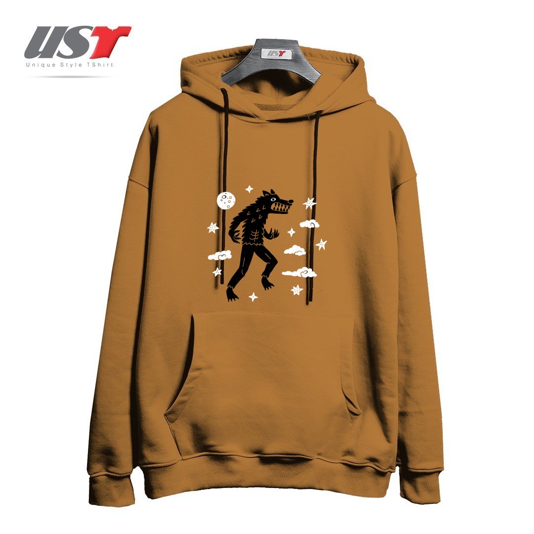 طرح I WANT TO BELIEVE IN... WEREWOLVES هودی اورسایزرنگ نسکافه ای