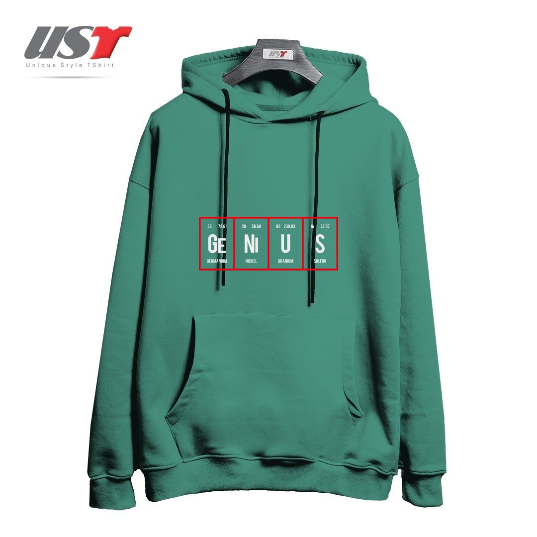 طرح GENIUS - PERIODIC TABLE OF ELEMENTS هودی اورسایزرنگ سبز سدری